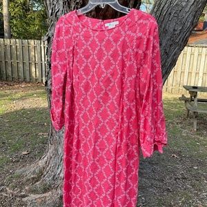 Boden 14R linen coral dress with subtle pineapple detail throughout